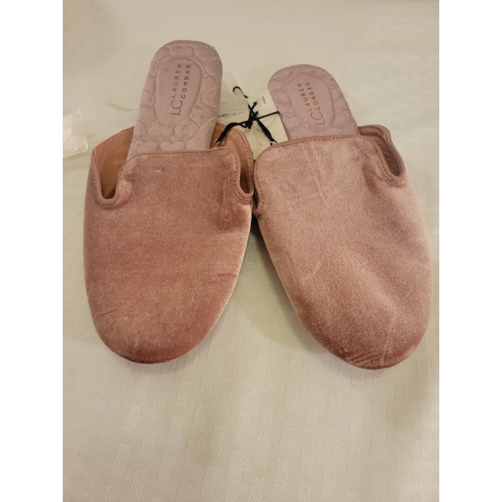LC LAUREN CONRAD Slip On Slide SLIPPERS Women’s Velvet Pink Size M 7/8 Color New